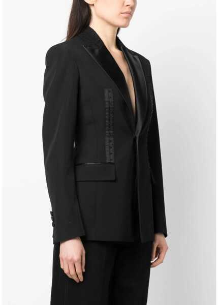 Sacouri DSQUARED2 Virgin Wool 1 Buttons Blazer With Silk Details Black Femei (BM 18090478) 3