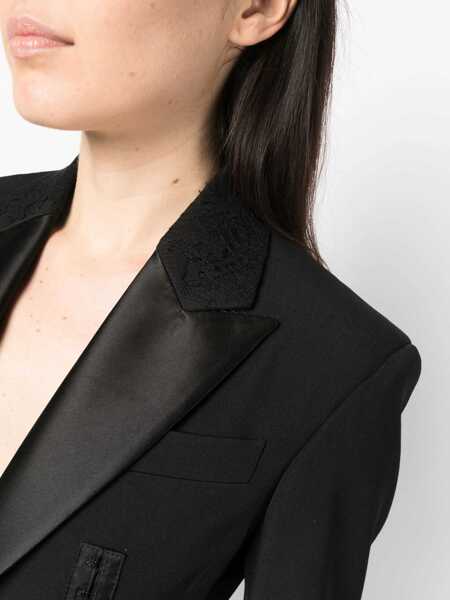 Sacouri DSQUARED2 Virgin Wool 1 Buttons Blazer With Silk Details Black Femei (BM 18090478) 5