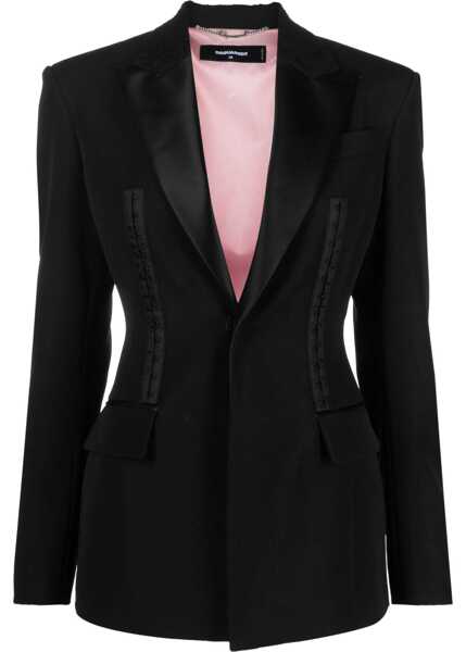 Sacouri DSQUARED2 Virgin Wool 1 Buttons Blazer With Silk Details Black Femei (BM 18090478) 1