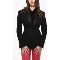 Sacouri Virgin Wool 1 Buttons Blazer With Silk Details Femei