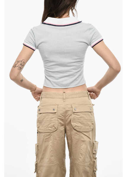 Tricouri Polo DSQUARED2 Cropped Asimmetrical Cut Polo Light Blue Femei (BM 18090481) 2