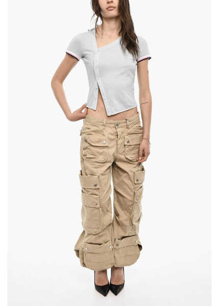 Tricouri Polo DSQUARED2 Cropped Asimmetrical Cut Polo Light Blue Femei (BM 18090481) 4