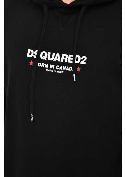 Bluze de trening DSQUARED2 Cotton Hoodie With Print Black Barbati (BM 18090484) 3