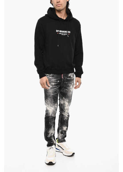 Bluze de trening DSQUARED2 Cotton Hoodie With Print Black Barbati (BM 18090484) 4