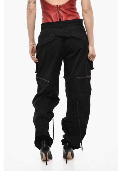 Pantaloni casual DSQUARED2 Cotton Casual Pants With Zip Details Black Femei (BM 18090511) 2