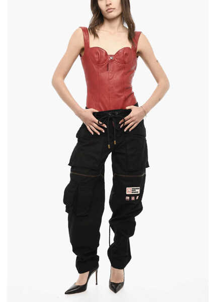 Pantaloni casual DSQUARED2 Cotton Casual Pants With Zip Details Black Femei (BM 18090511) 4