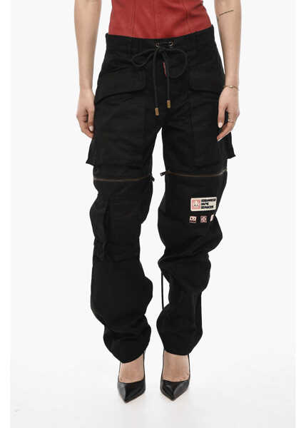 Pantaloni casual DSQUARED2 Cotton Casual Pants With Zip Details Black Femei (BM 18090511) 1
