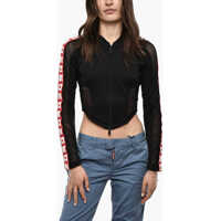Bluze de trening Cropped Zipped Sweatshirt With Mesh Details And Logoed Bands Femei