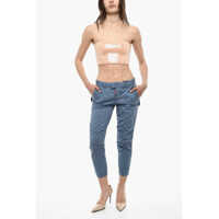 Pantaloni DSQUARED2 Dama - Pantaloni casual DSQUARED2 Distressed Effect Cotton Pants Light Blue Femei (BM 18090529) - B-mall.ro