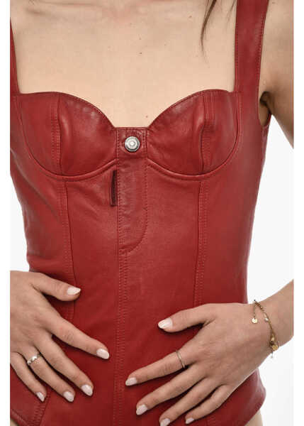 Bluze DSQUARED2 Leather Body With Logo Button Red Femei (BM 18090763) 3