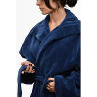 Halate de baie Dama - Halate de baie DSQUARED2 Cotton Terry Beach Bathrobe With Embroidery Blue Femei (BM 18090784) - B-mall.ro