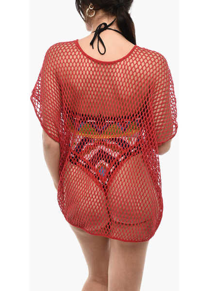 Costume de baie intregi DSQUARED2 Solid Color Openwork Beach Cover-Up Dress Red Femei (BM 18090808) 2