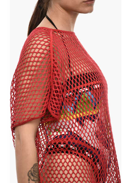 Costume de baie intregi DSQUARED2 Solid Color Openwork Beach Cover-Up Dress Red Femei (BM 18090808) 3