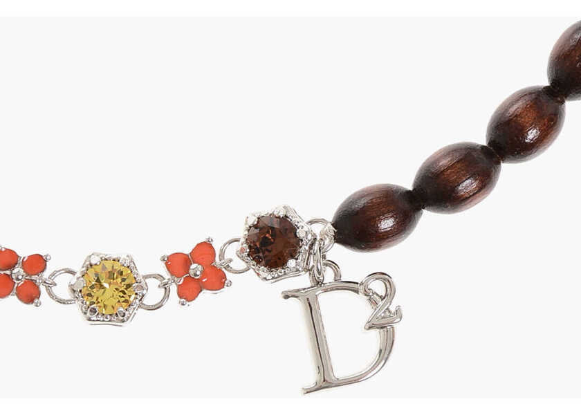 Coliere DSQUARED2 Metal Necklace With Wooden Beads And Crystals Multicolor Femei (BM 18091120) 2
