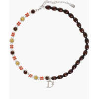 Coliere Metal Necklace With Wooden Beads And Crystals Femei