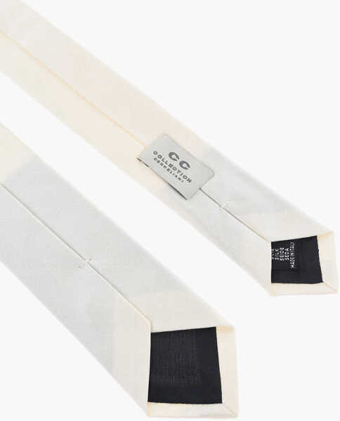 Cravate CORNELIANI Cc Collection Silk Satin Slim Tie White Barbati (BM 18091135) 3