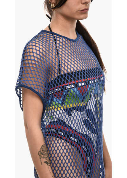 Costume de baie intregi DSQUARED2 Solid Color Openwork Beach Cover-Up Dress Blue Femei (BM 18091150) 3