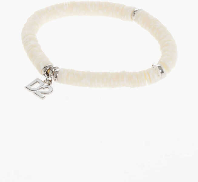 Bratari DSQUARED2 Beaded Anklet With Silver-Tone D2 Logo White Femei (BM 18091165) 2