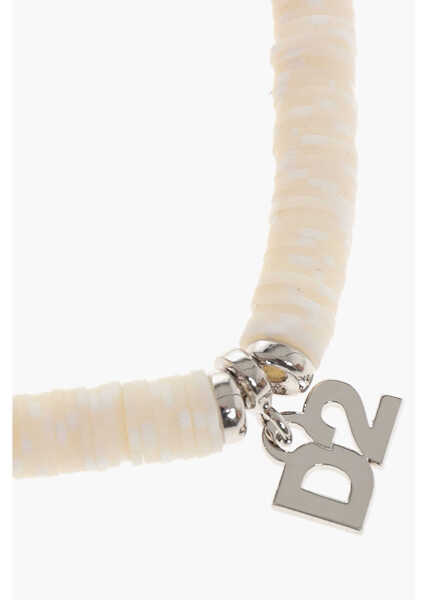 Bratari DSQUARED2 Beaded Anklet With Silver-Tone D2 Logo White Femei (BM 18091165) 3