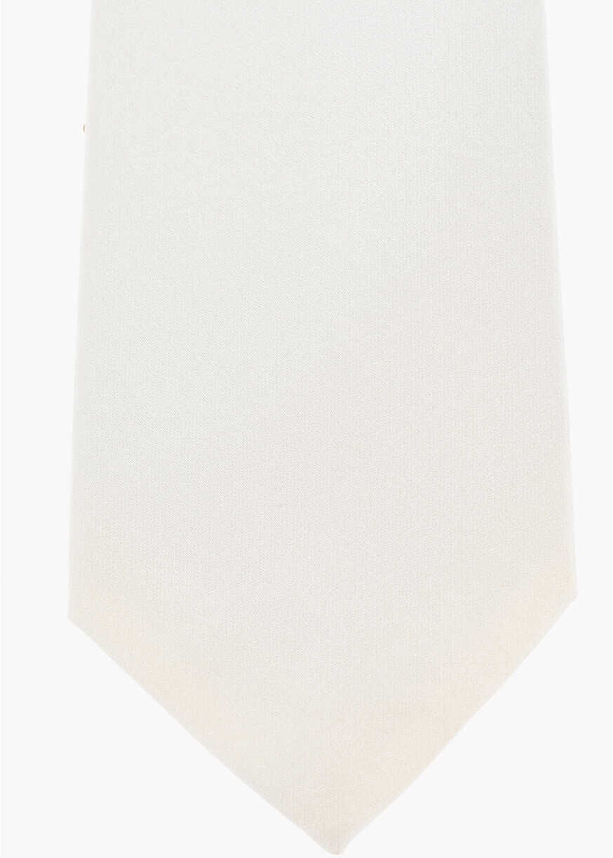 Cravate CORNELIANI Cc Collection Silk Satin Slim Tie White Barbati (BM 18091183) 2