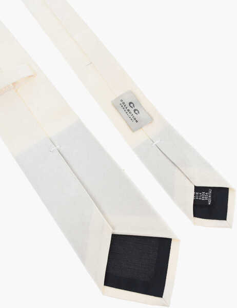 Cravate CORNELIANI Cc Collection Silk Satin Slim Tie White Barbati (BM 18091183) 3