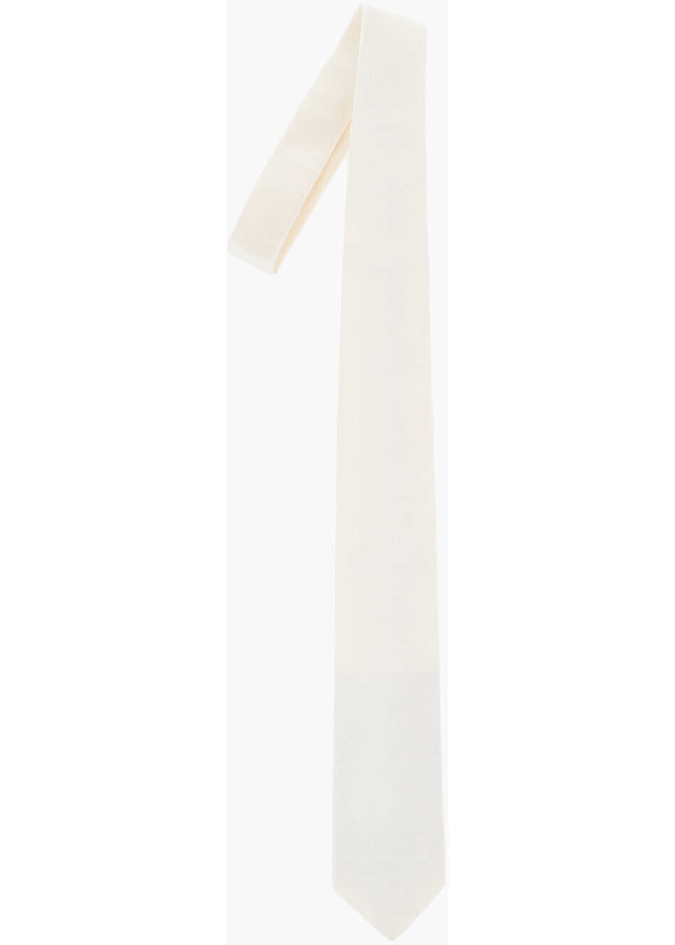 Cravate CORNELIANI Cc Collection Silk Satin Slim Tie White Barbati (BM 18091183) 1