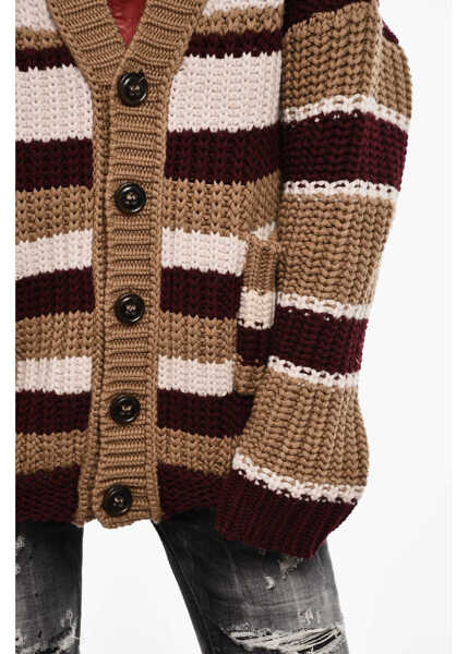 Cardigane DSQUARED2 Color Block Maxi Cardigan With Double Pockets Multicolor Femei (BM 18091192) 3