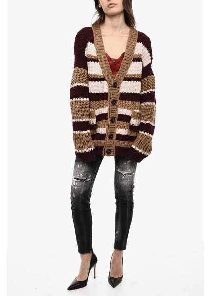 Cardigane DSQUARED2 Color Block Maxi Cardigan With Double Pockets Multicolor Femei (BM 18091192) 4