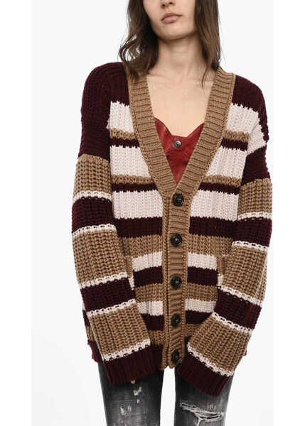 Cardigane DSQUARED2 Color Block Maxi Cardigan With Double Pockets Multicolor Femei (BM 18091192) 1