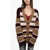 DSQUARED2 Color Block Maxi Cardigan With Double Pockets Multicolor