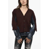 Pulovere V-Neck Double Fabric Sweater With Buttons Femei
