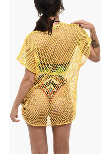 Costume de baie intregi DSQUARED2 Solid Color Openwork Beach Cover-Up Dress Yellow Femei (BM 18091333) 2