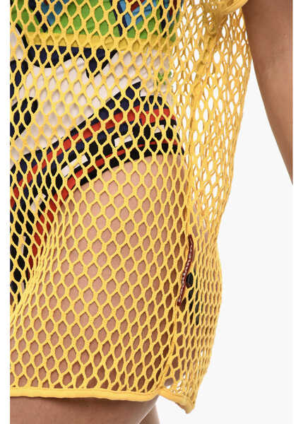 Costume de baie intregi DSQUARED2 Solid Color Openwork Beach Cover-Up Dress Yellow Femei (BM 18091333) 3