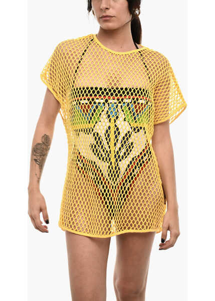 Costume de baie intregi DSQUARED2 Solid Color Openwork Beach Cover-Up Dress Yellow Femei (BM 18091333) 1