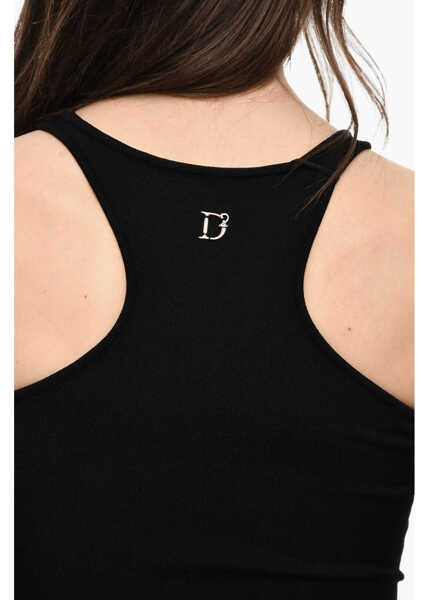 Rochii scurte DSQUARED2 Solid Color Bodycon Dress With Cut Out Details Black Femei (BM 18091342) 3