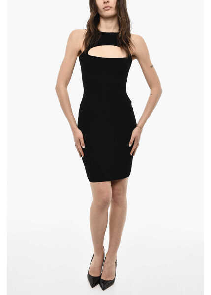 Rochii scurte DSQUARED2 Solid Color Bodycon Dress With Cut Out Details Black Femei (BM 18091342) 1