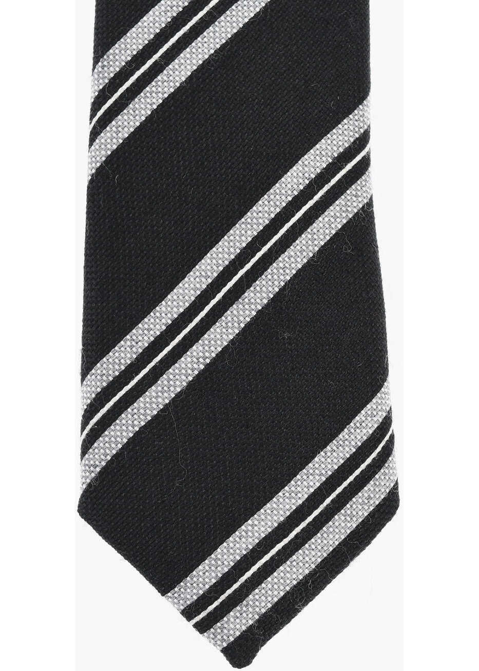 Cravate CORNELIANI Cc Collection Slim Tie With Diagonal Stripes Black Barbati (BM 18091351) 2