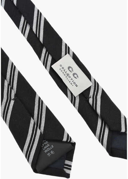 Cravate CORNELIANI Cc Collection Slim Tie With Diagonal Stripes Black Barbati (BM 18091351) 3