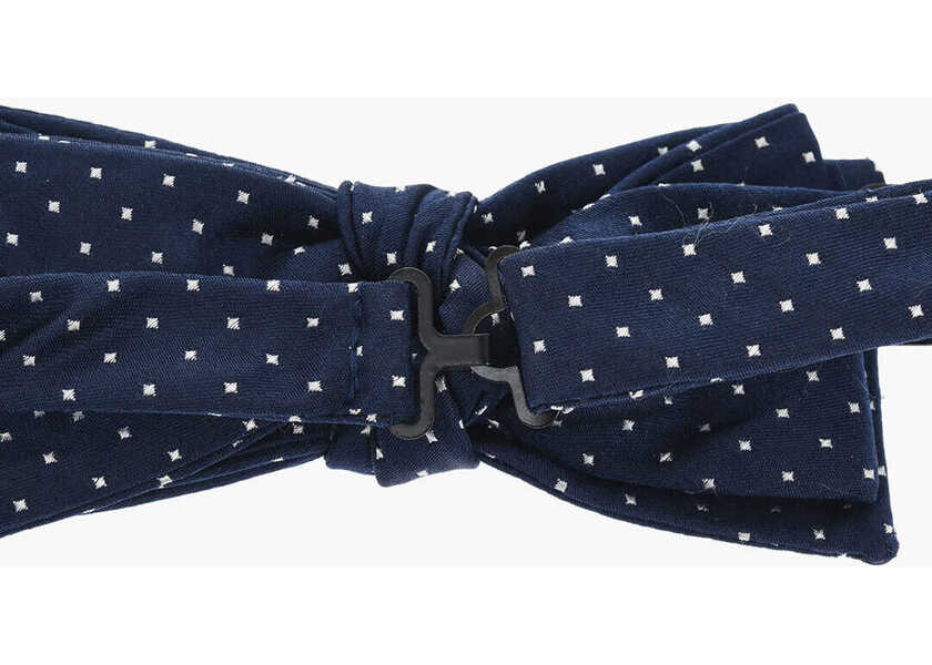 Papioane CORNELIANI Polka Dot Patterned Silk Bow Tie Blue Barbati (BM 18091354) 3