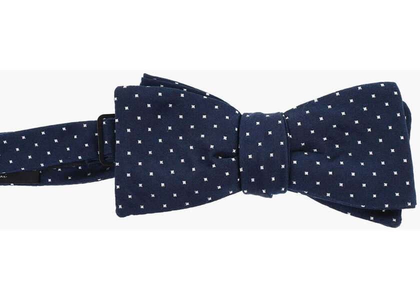 Papioane CORNELIANI Polka Dot Patterned Silk Bow Tie Blue Barbati (BM 18091354) 1