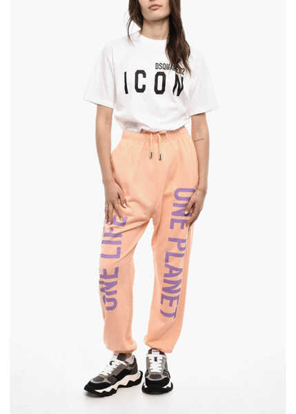 Pantaloni de trening DSQUARED2 2 Pockets Lightweight Cotton Joggers With Side Print Pink Femei (BM 18091357) 4