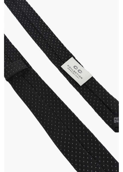 Cravate CORNELIANI Cc Collection Jacquard Silk Slim Tie Black Barbati (BM 18091378) 3