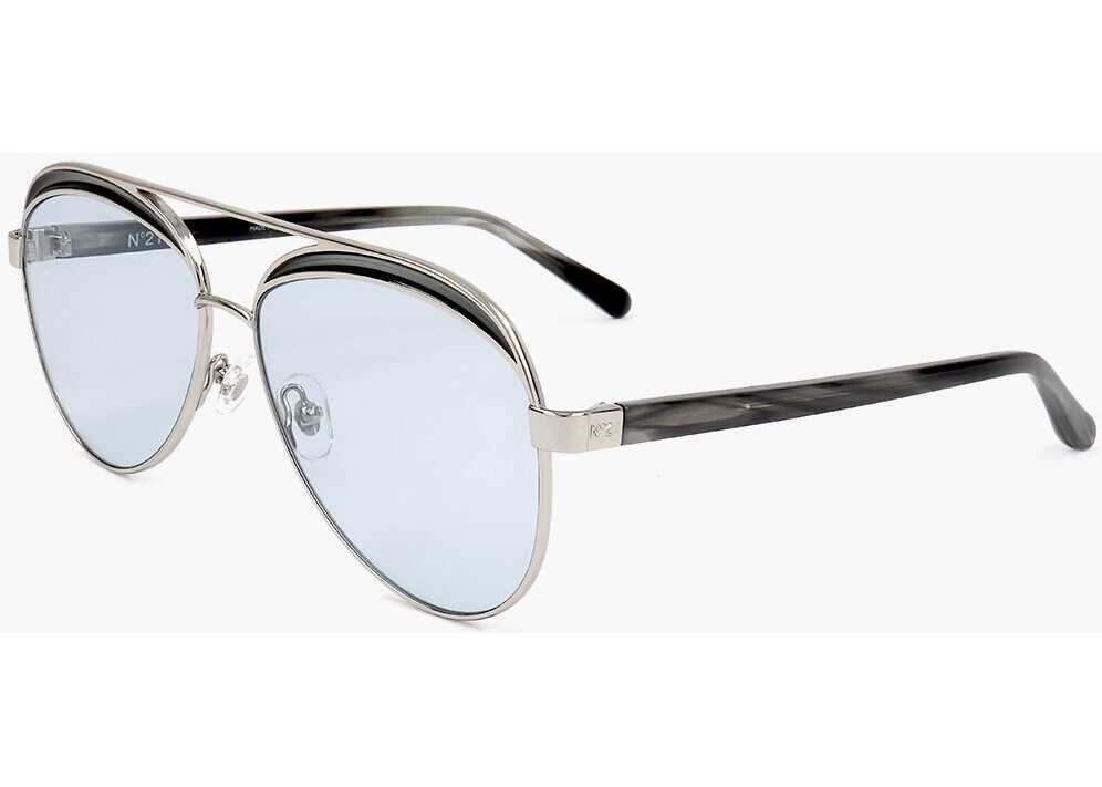 Ochelari de soare LINDA FARROW No 21 Aviator Sunglasses With Metal Frame Silver Femei (BM 18091531) 2