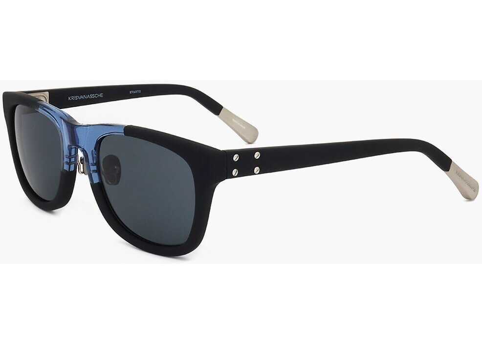 Ochelari de soare LINDA FARROW Kris Van Assche Wayfarer Sunglasses With Two-Tone Frame Black Barbati (BM 18091555) 2