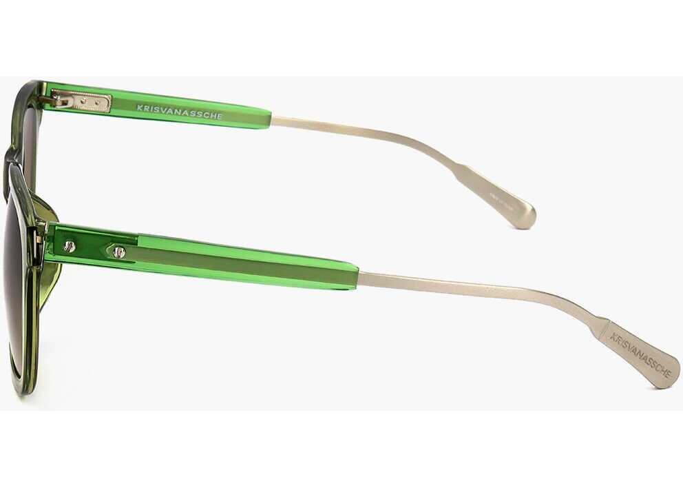 Ochelari de soare LINDA FARROW Kris Van Assche Wayfarer Sunglasses With Gradient Lenses Military Green Barbati (BM 18091576) 3