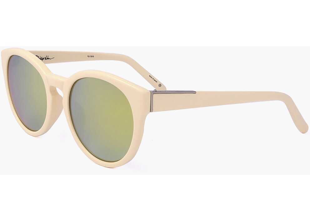 Ochelari de soare LINDA FARROW Phillip Lim Clubmaster Sunglasses With Plastic Frame Beige Femei (BM 18091693) 2