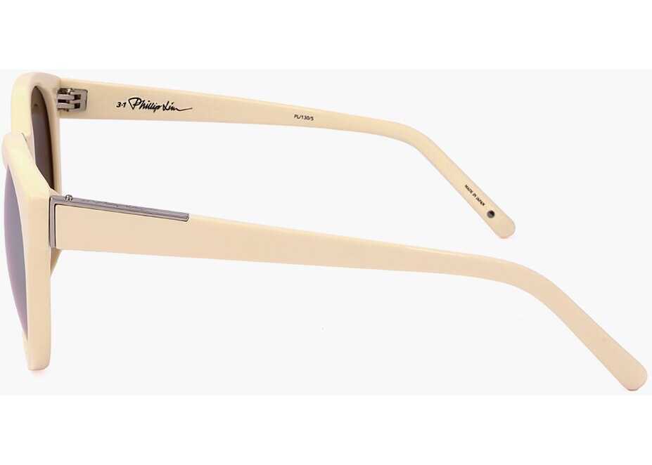 Ochelari de soare LINDA FARROW Phillip Lim Clubmaster Sunglasses With Plastic Frame Beige Femei (BM 18091693) 3