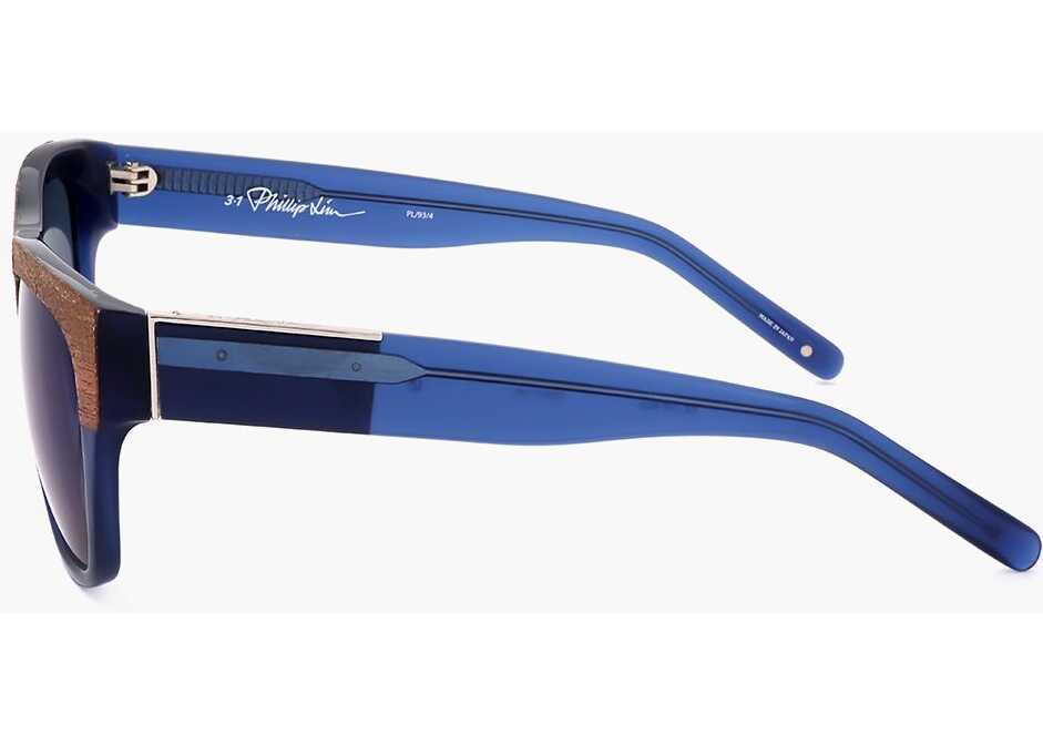 Ochelari de soare LINDA FARROW Phillip Lim Wayfarer Sunglasses With Wood Effect Detail Blue Barbati (BM 18091696) 3