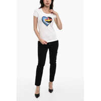 Tricouri DSQUARED2 Dama - Tricouri DSQUARED2 Cotton Crew-Neck T-Shirt With Frontal Print White Femei (BM 18091708) - B-mall.ro