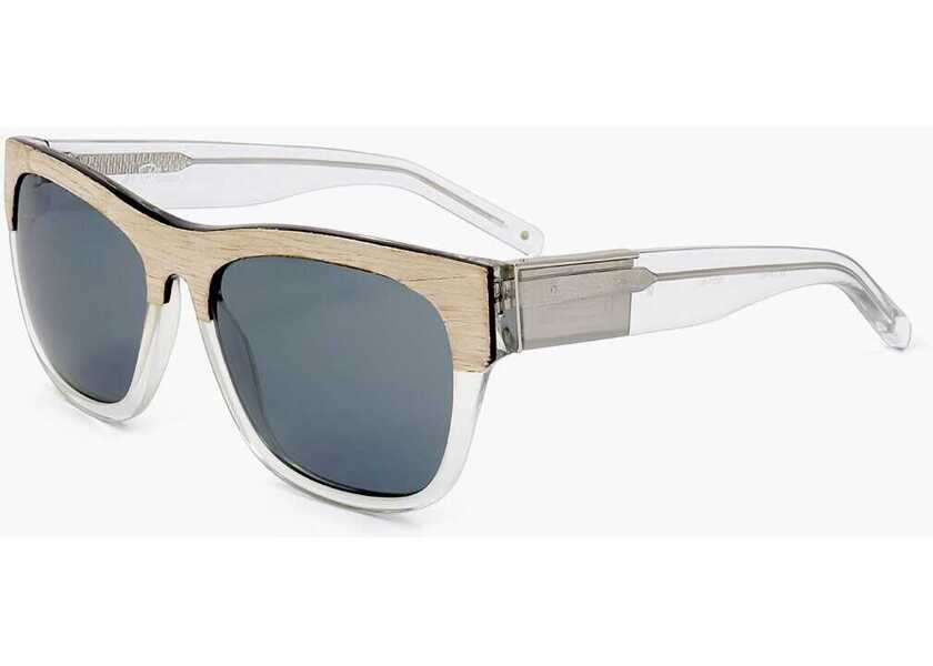 Ochelari de soare LINDA FARROW Phillip Lim Wayfarer Sunglasses With Wood Effect Detail White Barbati (BM 18091720) 2